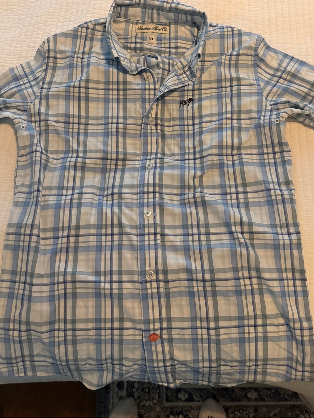 Light Blue Plaid Button-Up Shirt